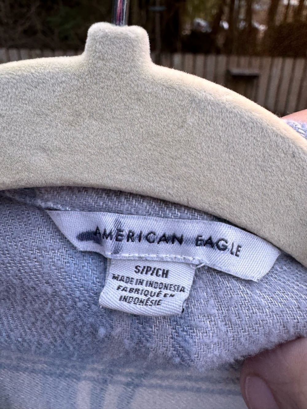 American Eagle Outfitters Light Blue Plaid Shirt Top - Picture 2 of 4